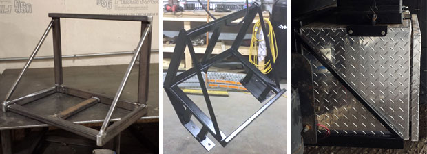 welded bracket for dump truck rail